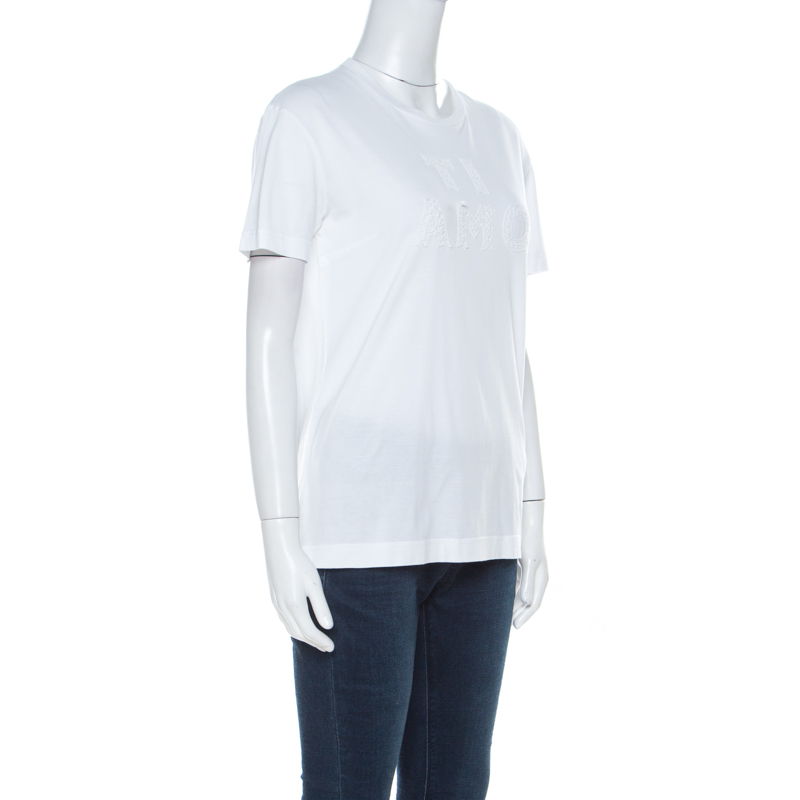 

Dolce & Gabbana White Cotton Ti Amo Applique T Shirt