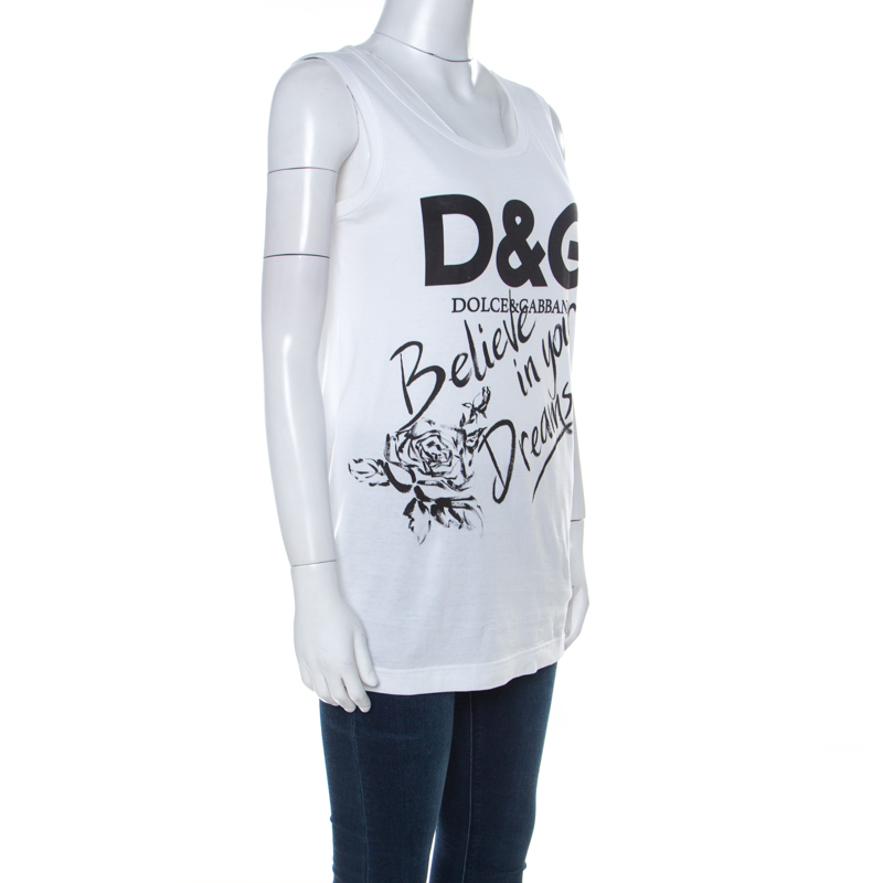 

Dolce and Gabbana White Printed Cotton Jersey Vest