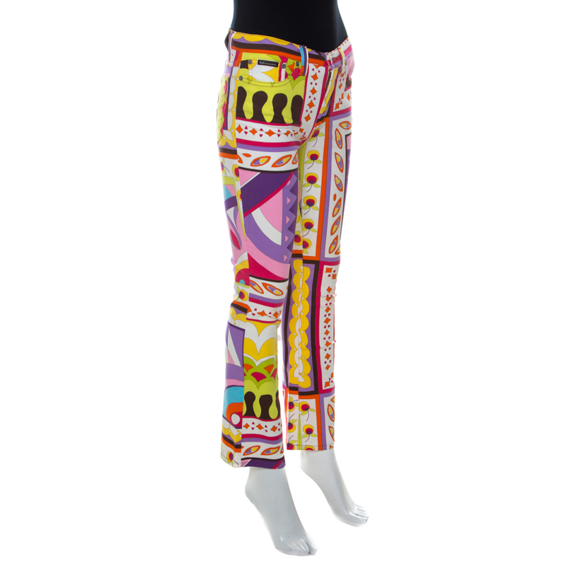 

Dolce & Gabbana Multicolor Abstract Print Stretch Cotton Flared Trousers