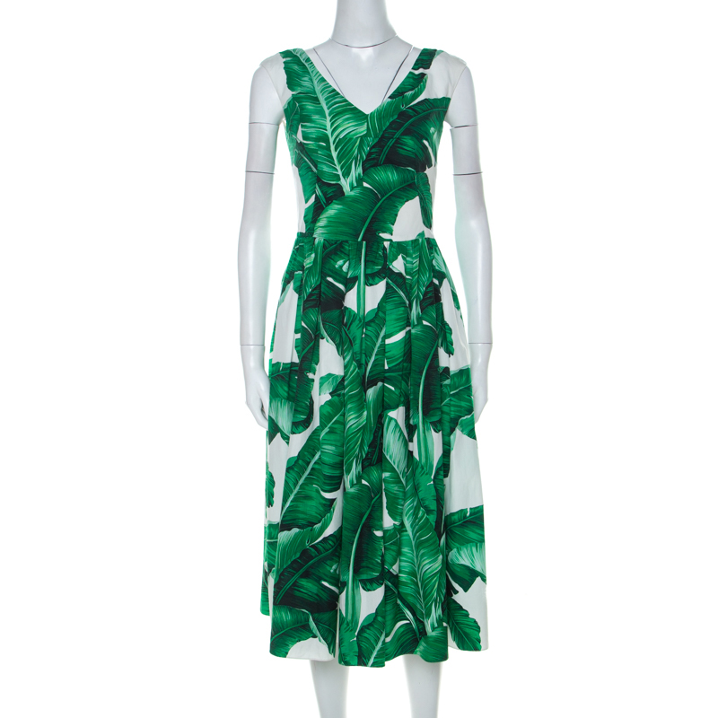 Dolce and Gabbana Banana Leaf Print Cotton Poplin Dress S Dolce & Gabbana |  TLC
