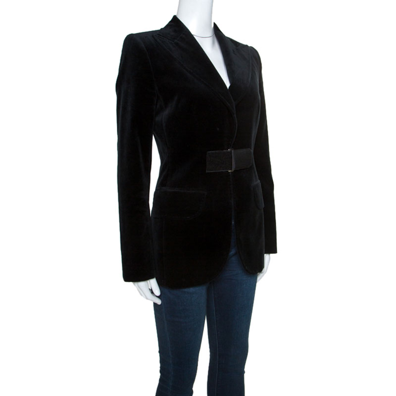 

Dolce & Gabbana Black Velvet Velcro Closure Blazer