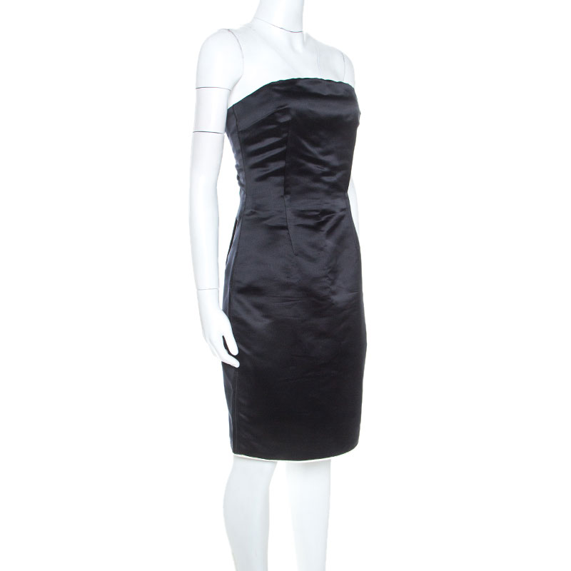 

Dolce and Gabbana Black Silk Strapless Short Dress