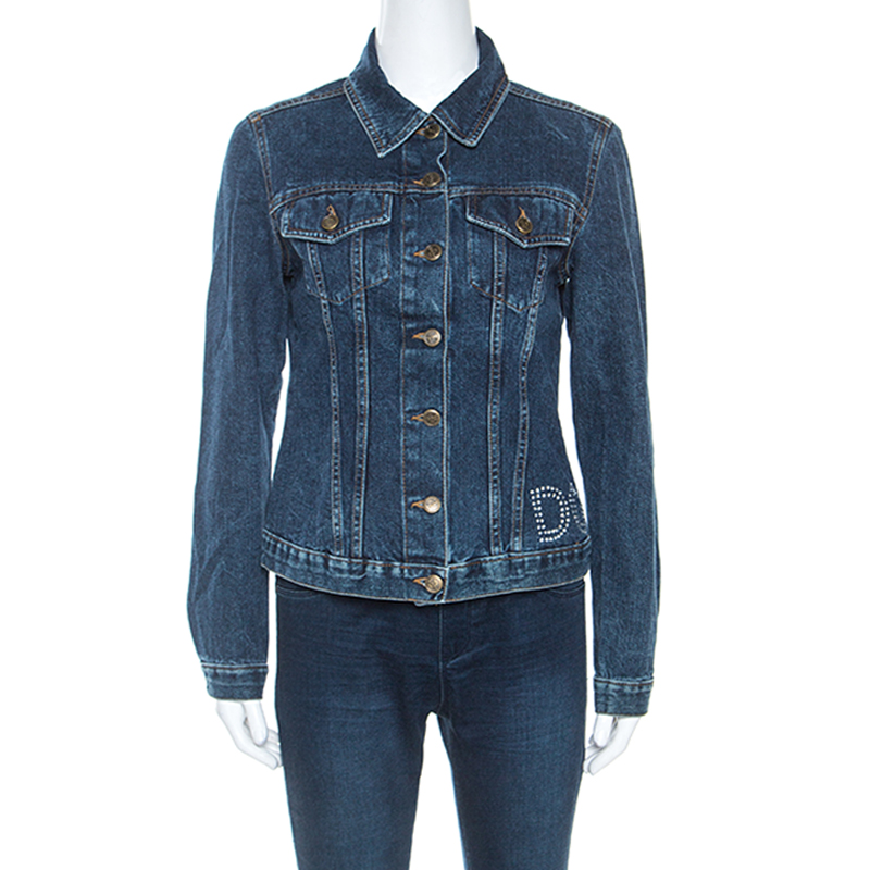 مملوكة مسبقًا Dolce and Gabbana Blue Denim Embellished Detail Jacket M