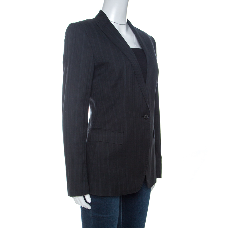 

Dolce & Gabbana Black Pinstripe Cotton Single Buttoned Blazer