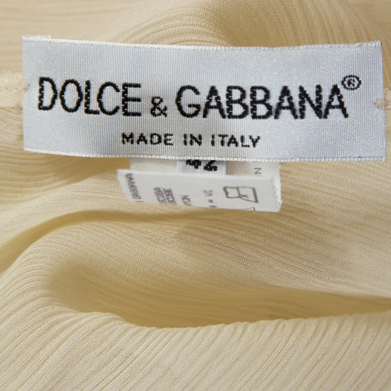 Pre-owned Dolce & Gabbana Vintage Cream Sheer Tunic Top M