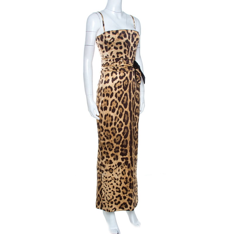 

Dolce & Gabbana Brown Leopard Print Silk Maxi Dress