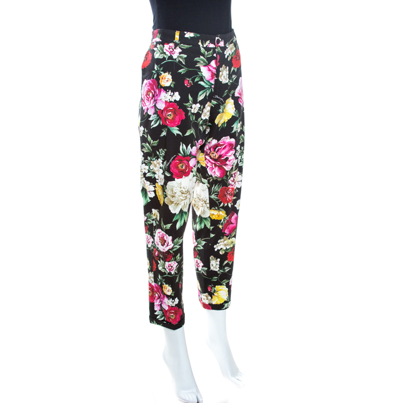

Dolce & Gabbana Multicolor Floral Printed Cotton Tapered Trousers