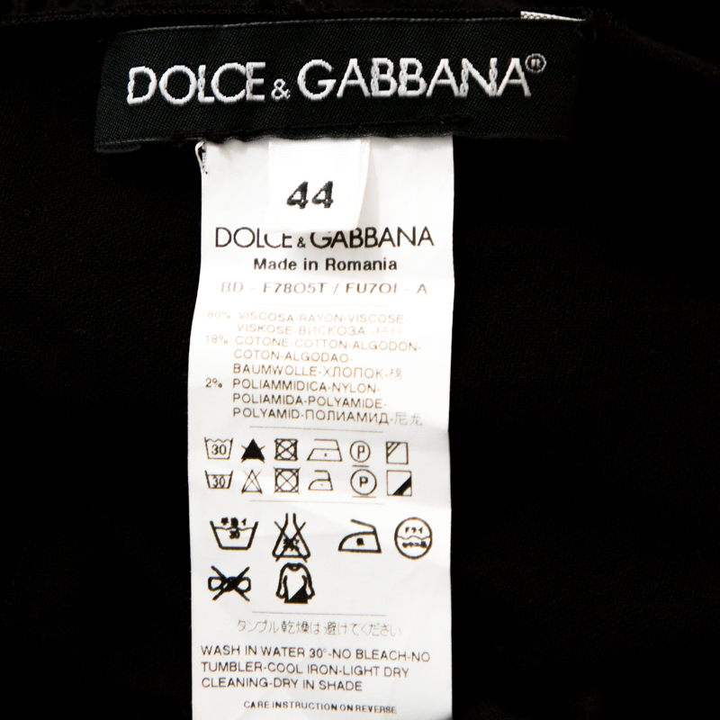 Pre-owned Dolce & Gabbana Black Knit Lace Trim Detail Mini Dress M