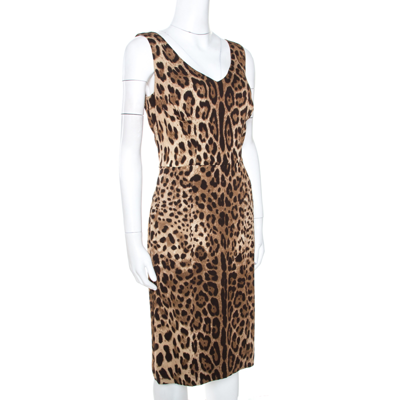 

Dolce & Gabbana Brown Animal Print Sleeveless Dress