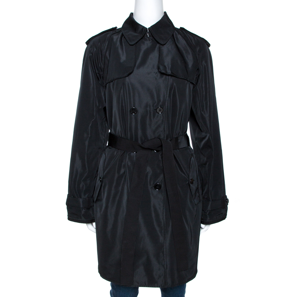 Pre Owned Dolce & Gabbana Black Belted Double Breasted Coat M
