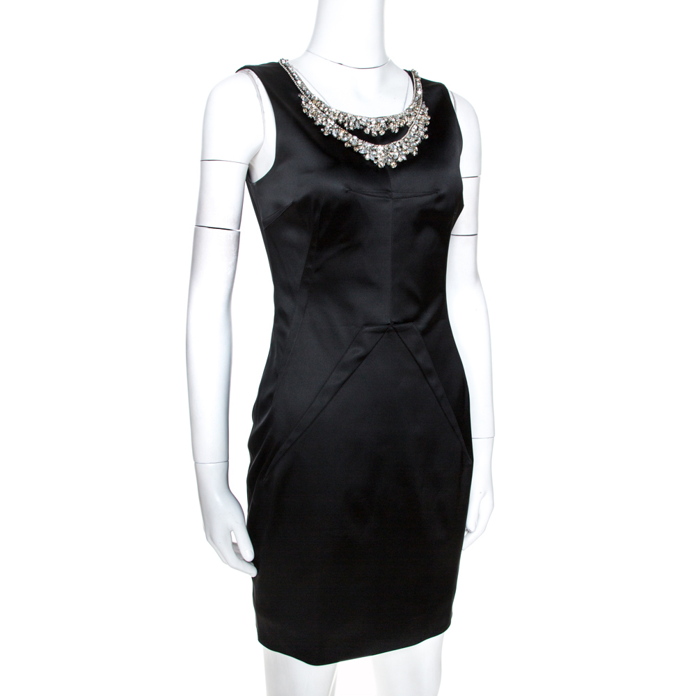 

D&G Black Satin Embellished Sleeveless Dress