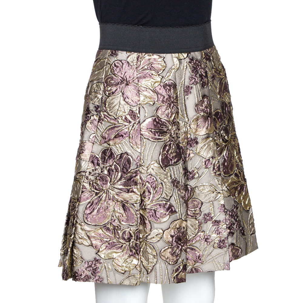 

Dolce & Gabbana Metallic Floral Jacquard Pleated Mini Skirt