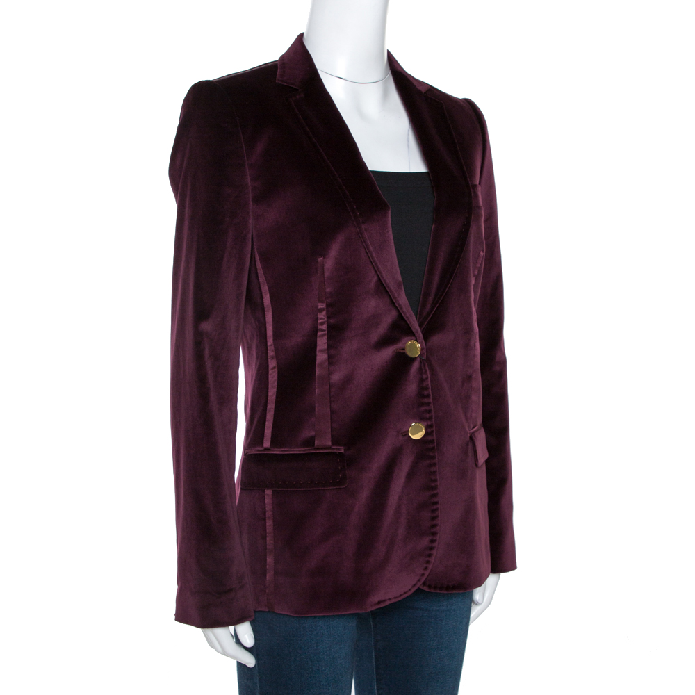 

Dolce & Gabbana Burgundy Velvet and Satin Trim Blazer