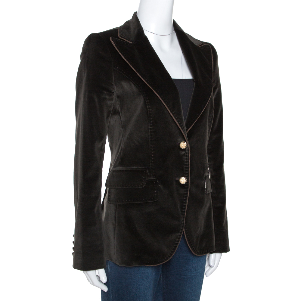 

Dolce & Gabbana Brown Velvet Corded Lapel Blazer