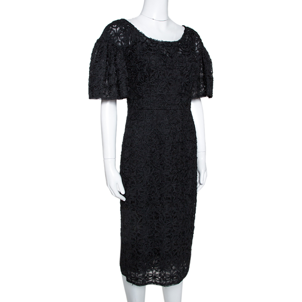 

Dolce & Gabbana Black Lace Floral Appliqued Tulle Dress