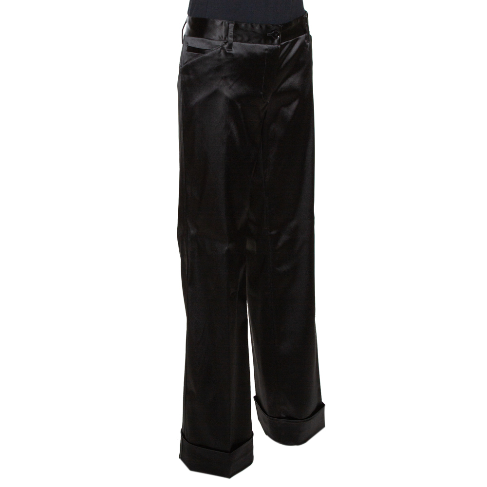 

Dolce & Gabbana Black Stretch Satin Flared Pants