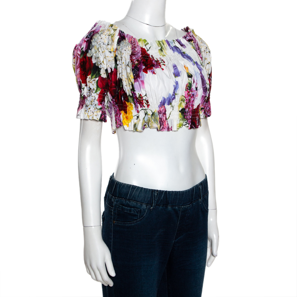 

Dolce & Gabbana Multicolor Floral Printed Cotton Crop Top