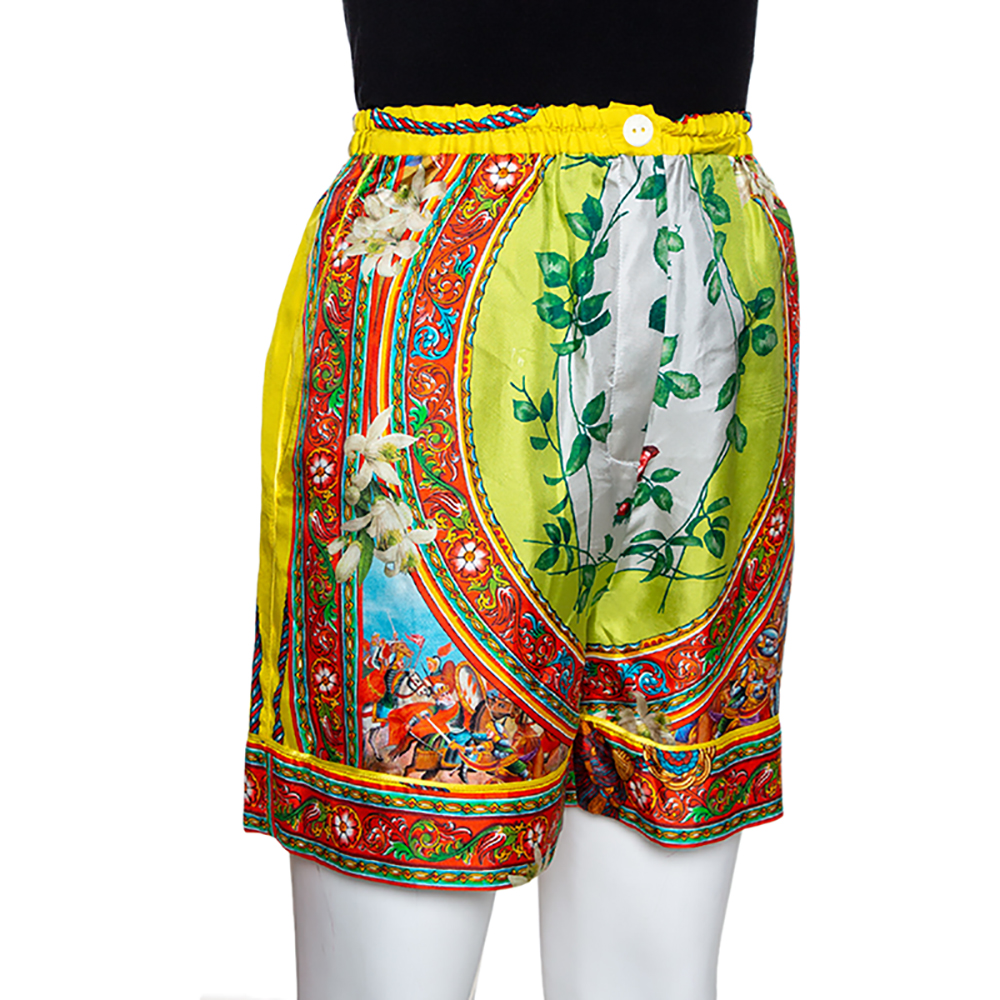 

Dolce & Gabbana Multicolor Sicilian Print Silk Shorts