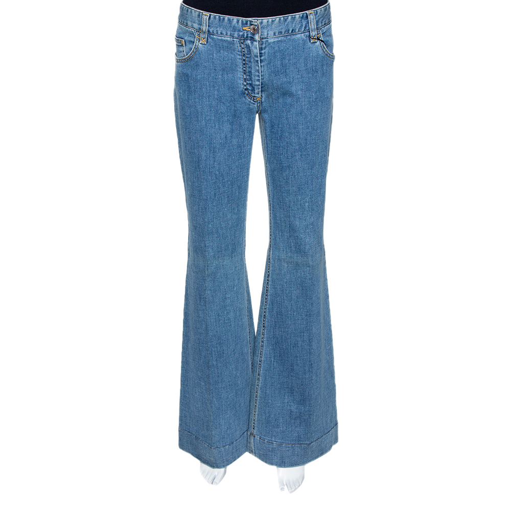 مملوكة مسبقًا Dolce & Gabbana Blue Light Washed Denim Flared Jeans L