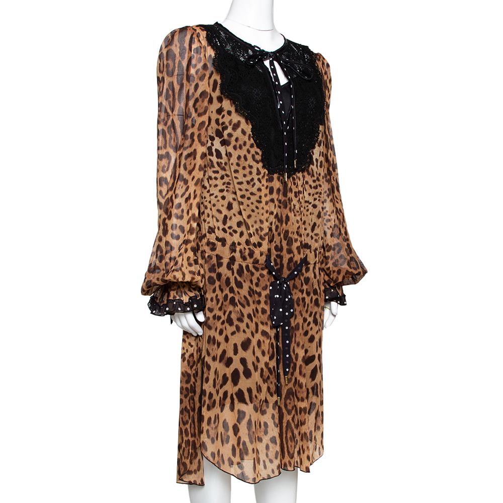 

Dolce & Gabbana Brown Leopard Print Cotton Kaftan Dress