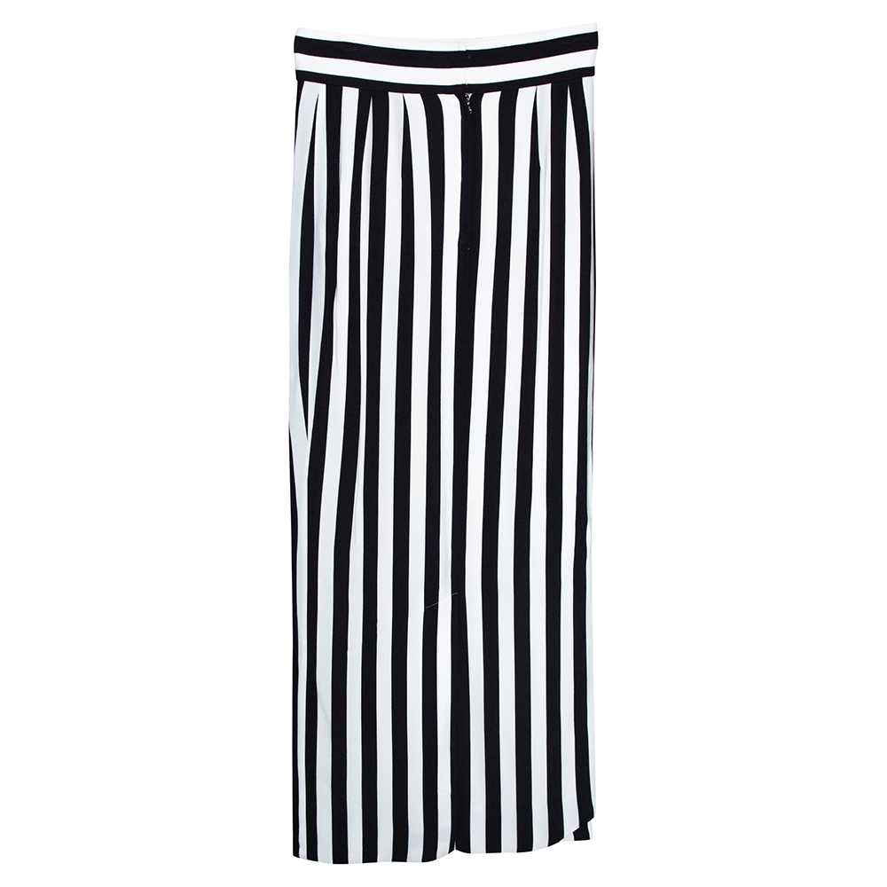 

Dolce & Gabbana Monochrome Striped Crepe Maxi Skirt, White