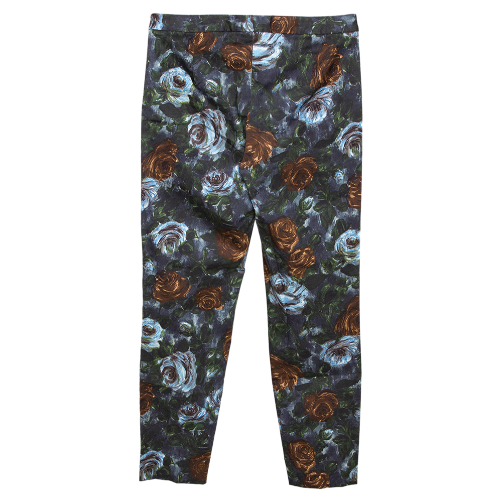 

Dolce & Gabbana Grey Floral Print Cotton Tapered Pants