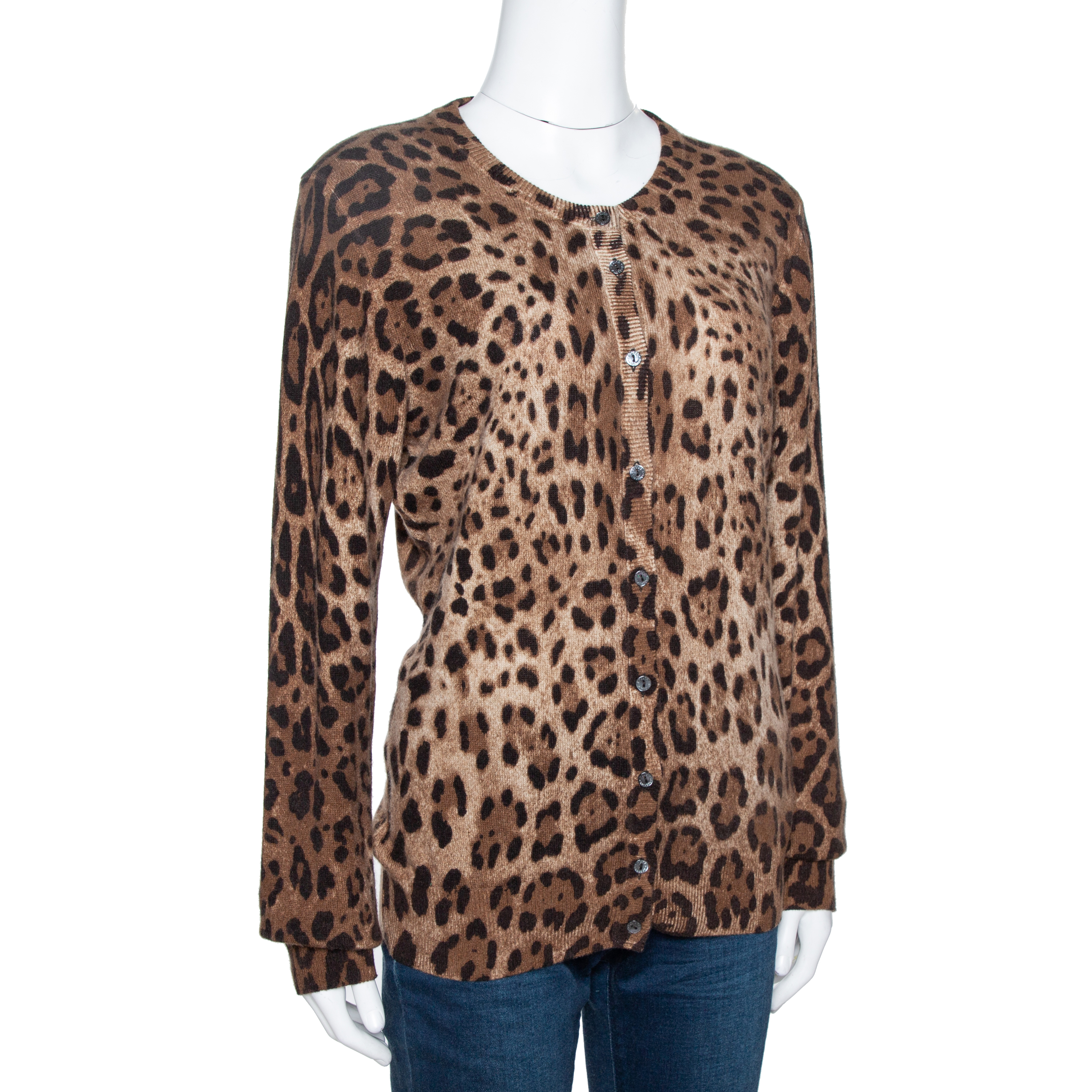 

Dolce & Gabbana Brown Leopard Print Cashmere Cardigan