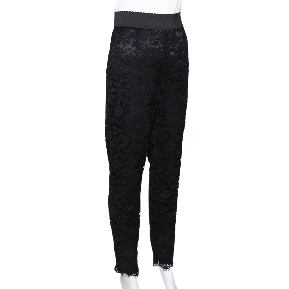 

Dolce & Gabbana Black Lace Tapered Trousers