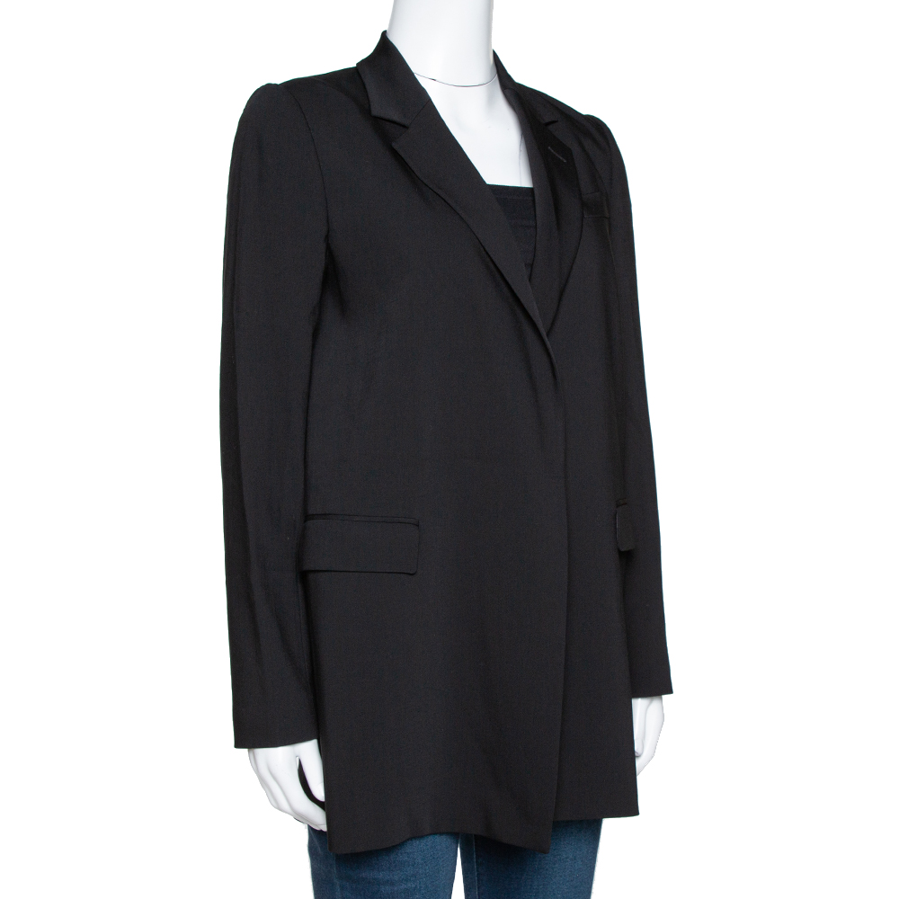 

Dolce & Gabbana Black Wool Overlap Open Front Blazer