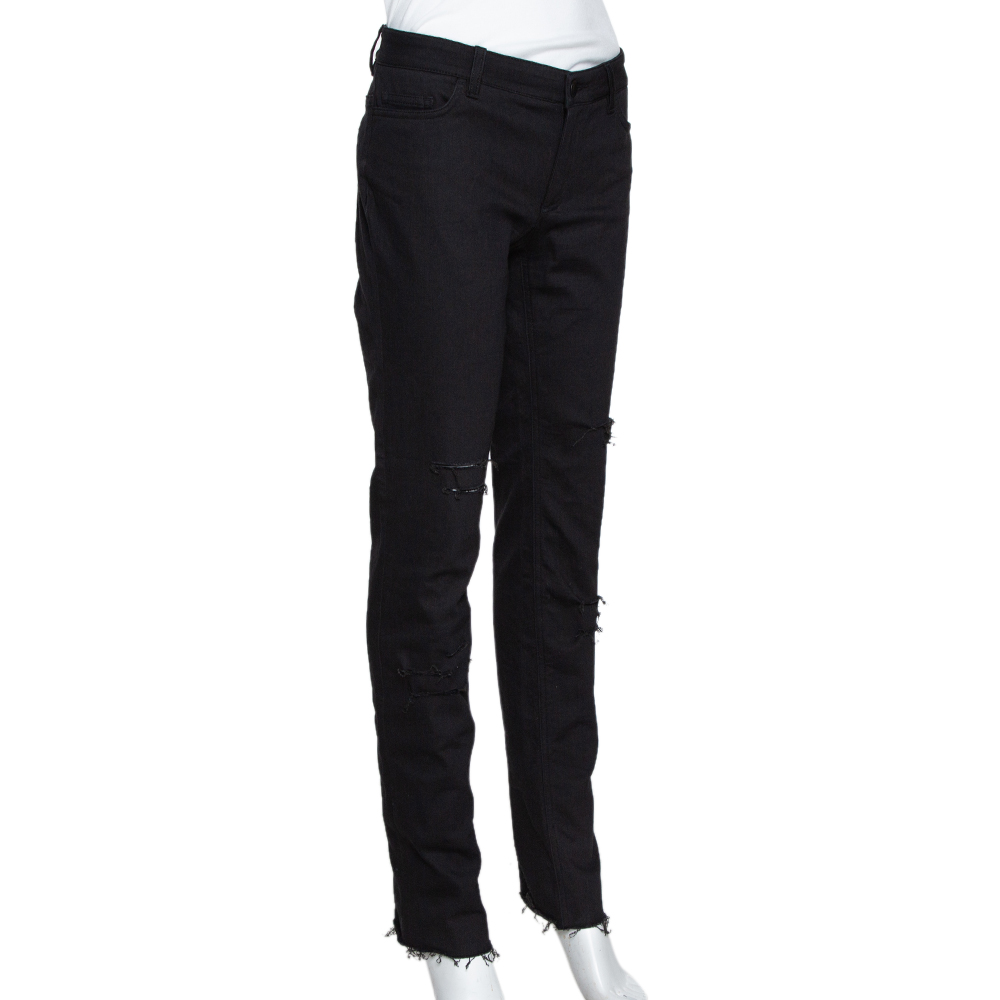 

Dolce & Gabbana Black Denim Distressed Cute Fit Jeans