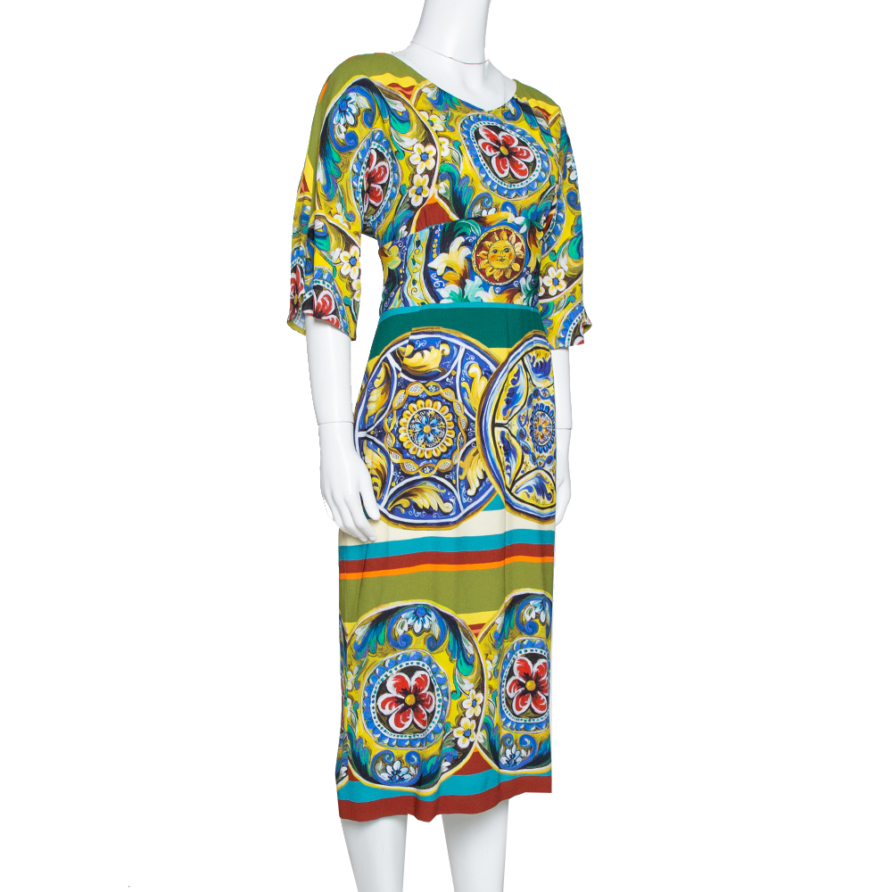 

Dolce & Gabbana Multicolor Printed Crepe Sheath Dress