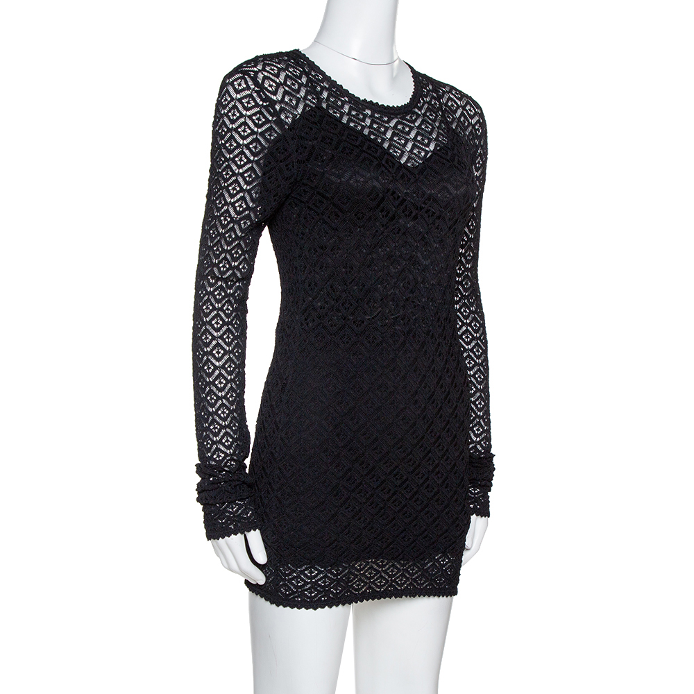 

Dolce & Gabbana Black Crochet Knit Lace Mini Dress