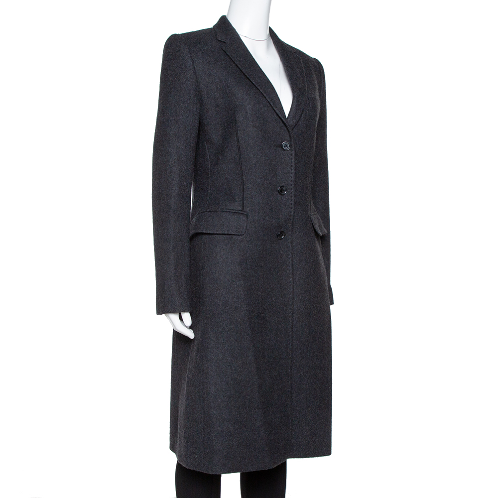 

Dolce & Gabbana Black Felted Wool Mid Length Coat