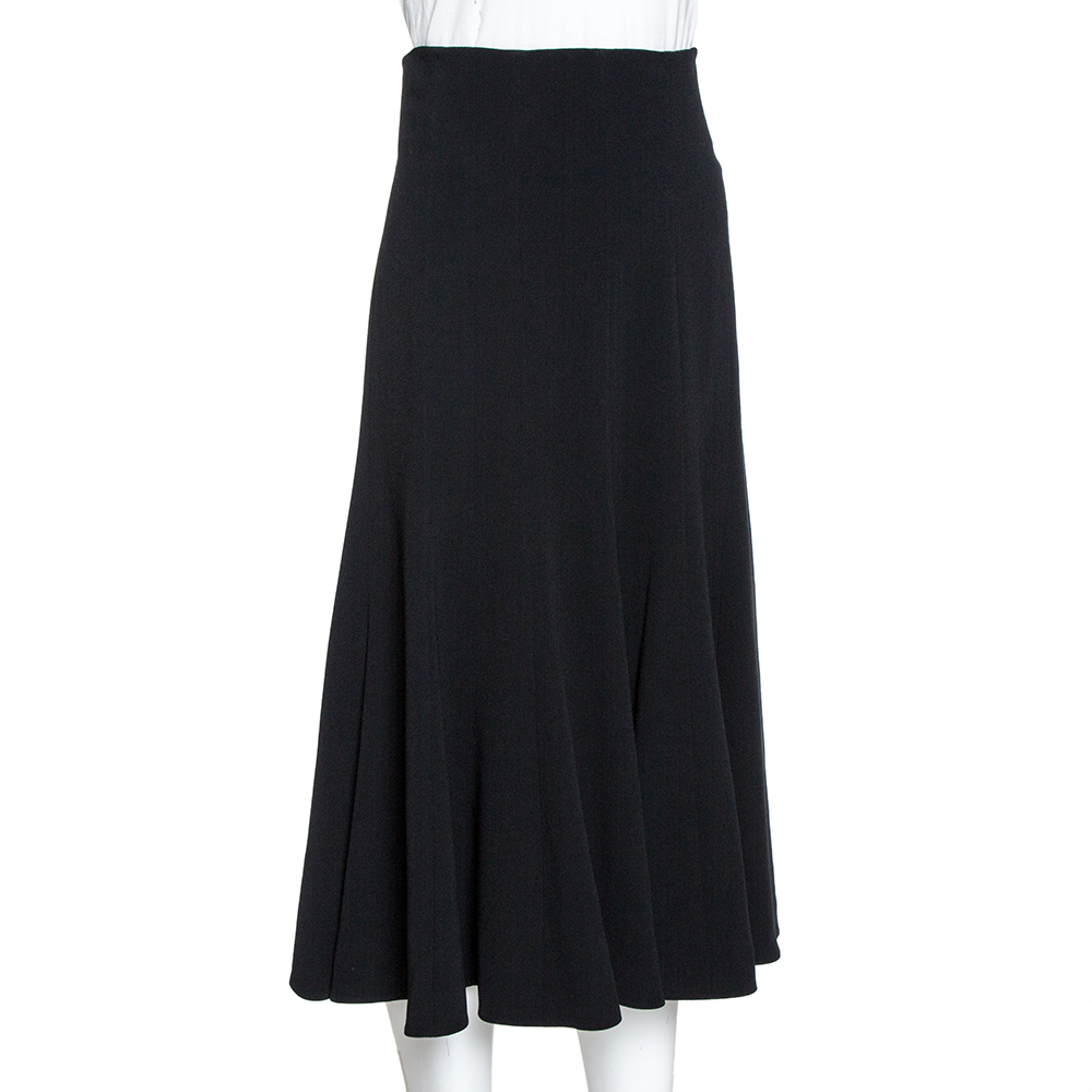 

Dolce & Gabbana Black Crepe Flared Midi Skirt