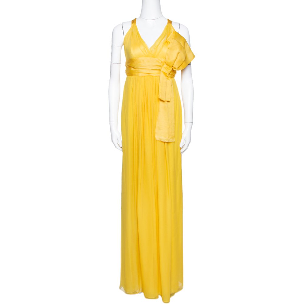 

Dolce & Gabbana Yellow Silk Bow Detail Sleeveless Maxi Dress