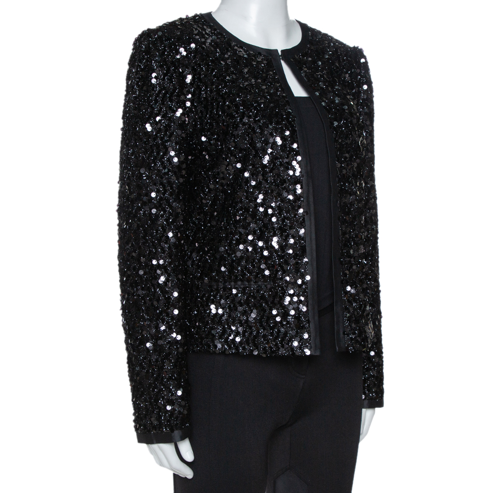 

Dolce & Gabbana Black Silk Lined Sequined Jacket