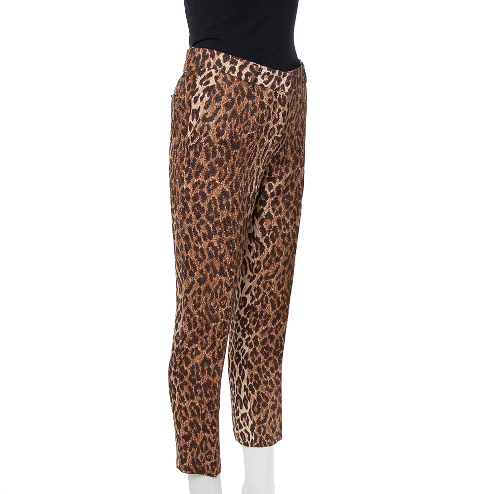 

Dolce & Gabbana Brown Leopard Print Wool & Silk Trousers