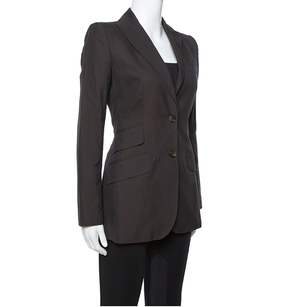 

Dolce & Gabbana Vintage Dark Brown Cotton Tailored Jacket