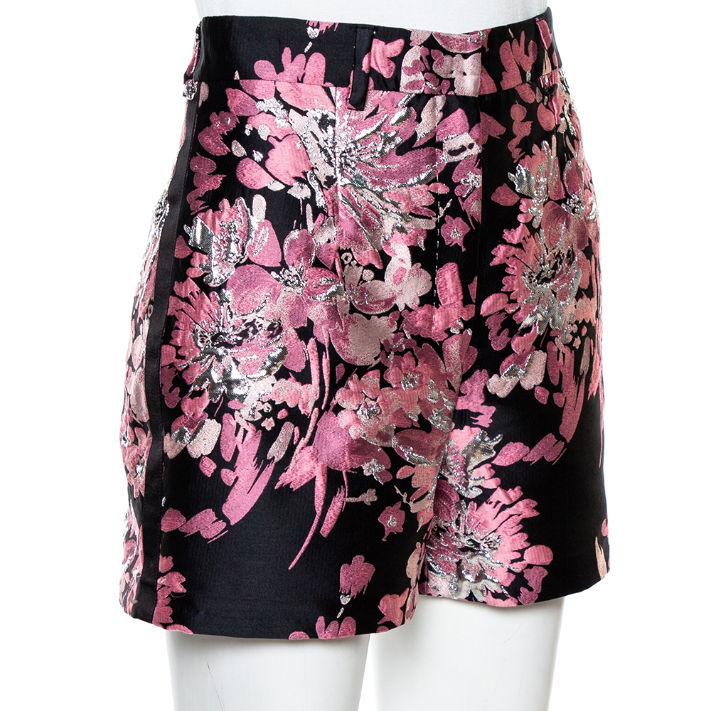 

Dolce & Gabbana Pink Floral Lurex Jacquard Shorts