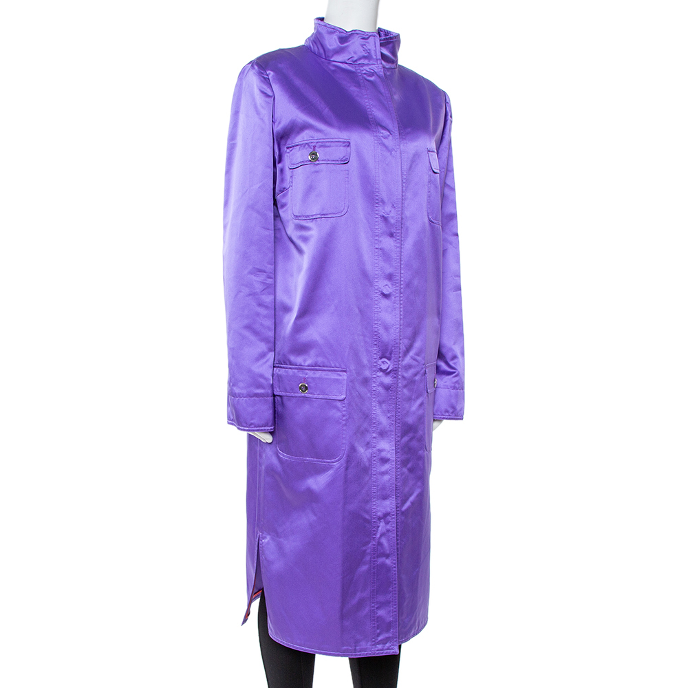 

Dolce & Gabbana Purple Silk Satin Button Front Coat