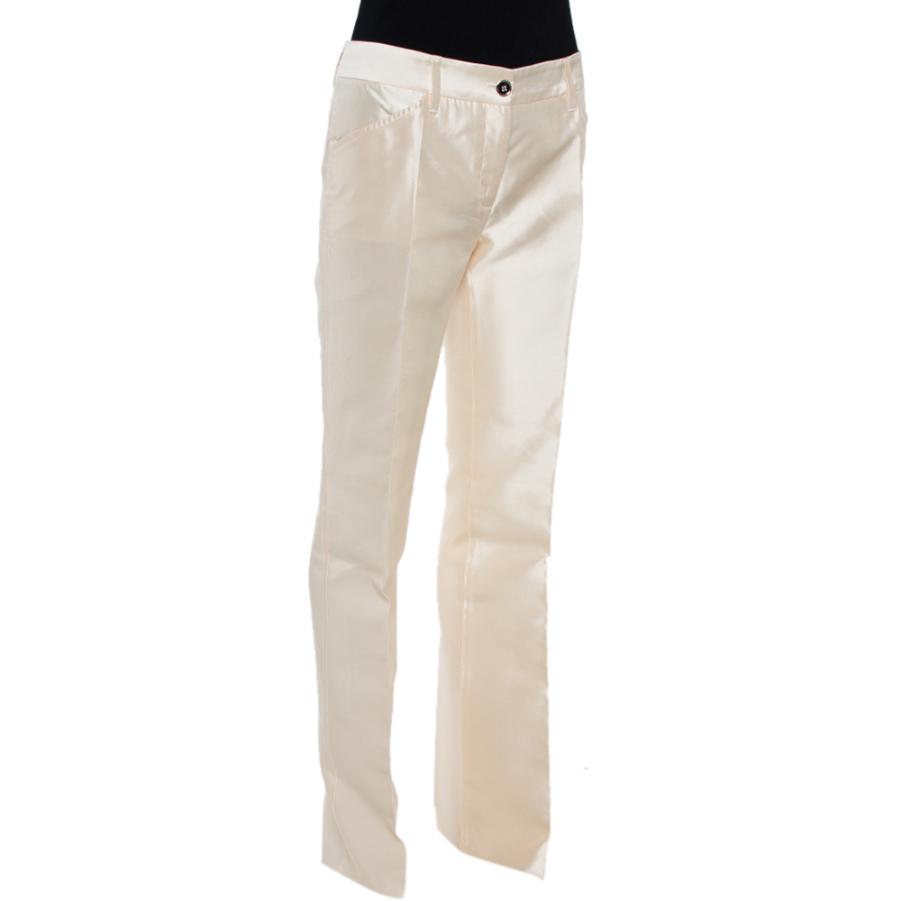 

Dolce & Gabbana Cream Silk Flared Trousers