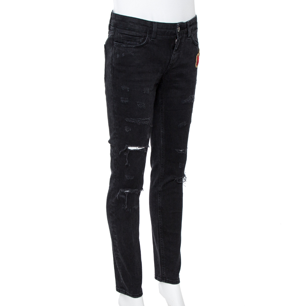 

Dolce & Gabbana Black Denim Sacred Heart Detail Pretty Fit Jeans