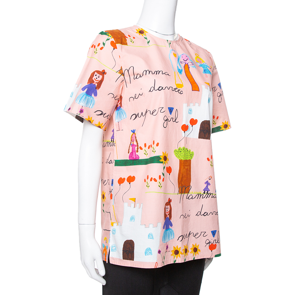 

Dolce & Gabbana Pink Kids Drawing Print Cotton Top