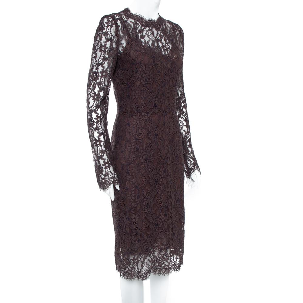 

Dolce & Gabbana Raisin Purple Lace Overlay Sheath Dress