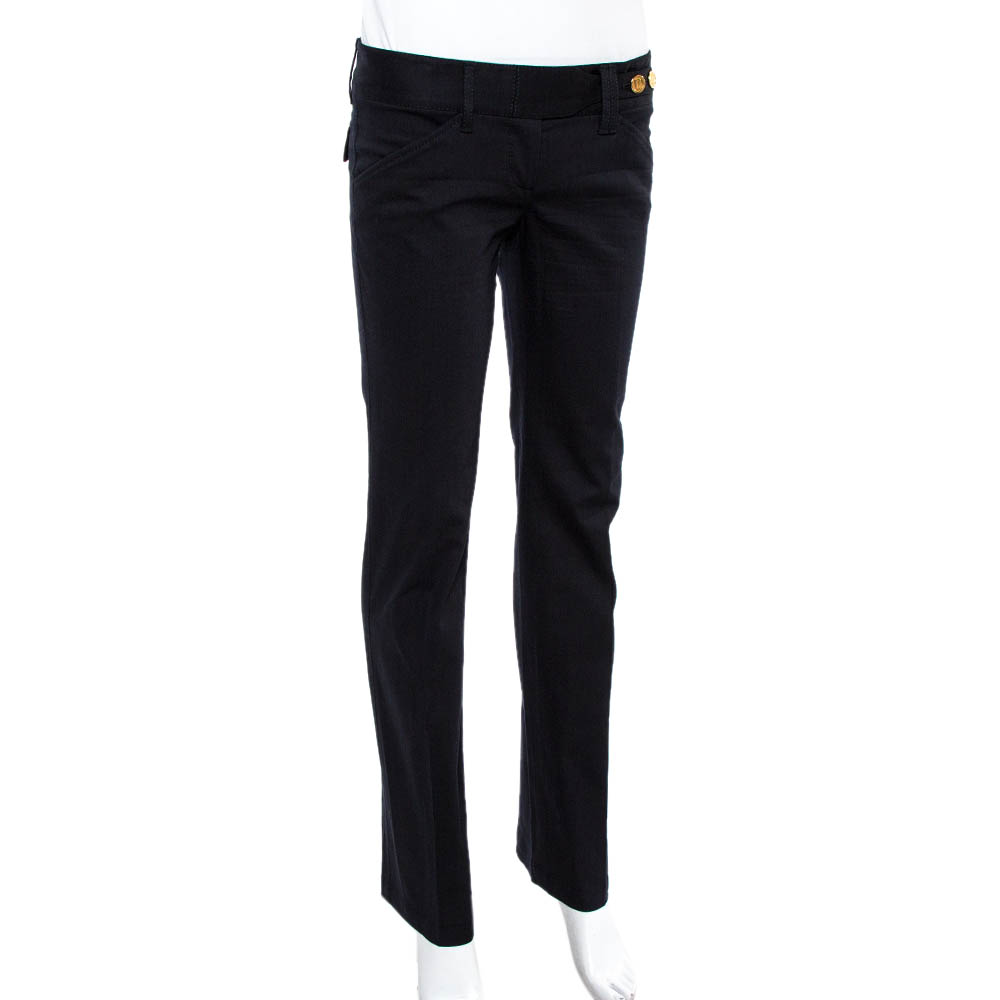 

Dolce & Gabbana Black Cotton Herringbone Pants