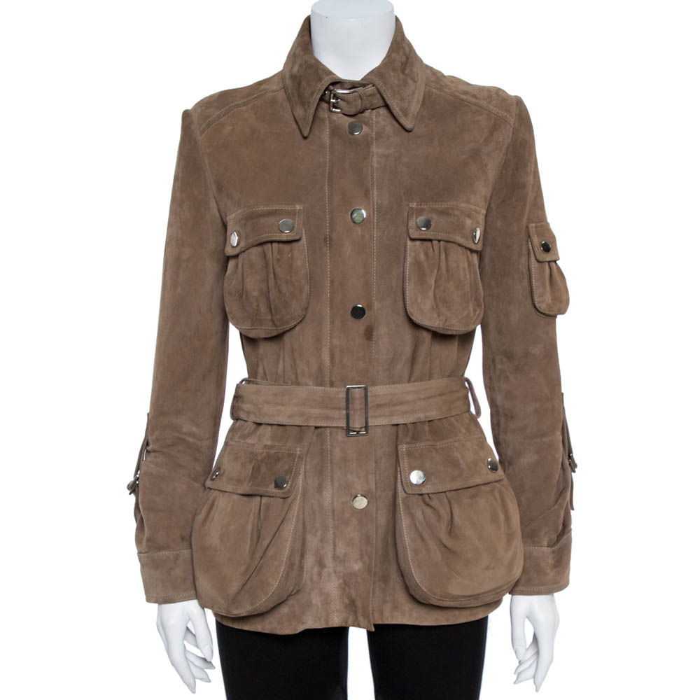 Pre Owned Dolce & Gabbana Tan Suede Belted Jacket M