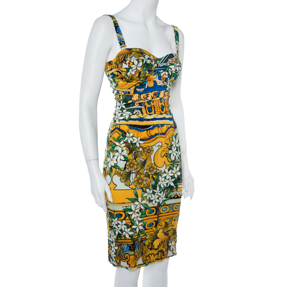 

Dolce & Gabbana Multicolor Floral Print Silk Sleeveless Dress
