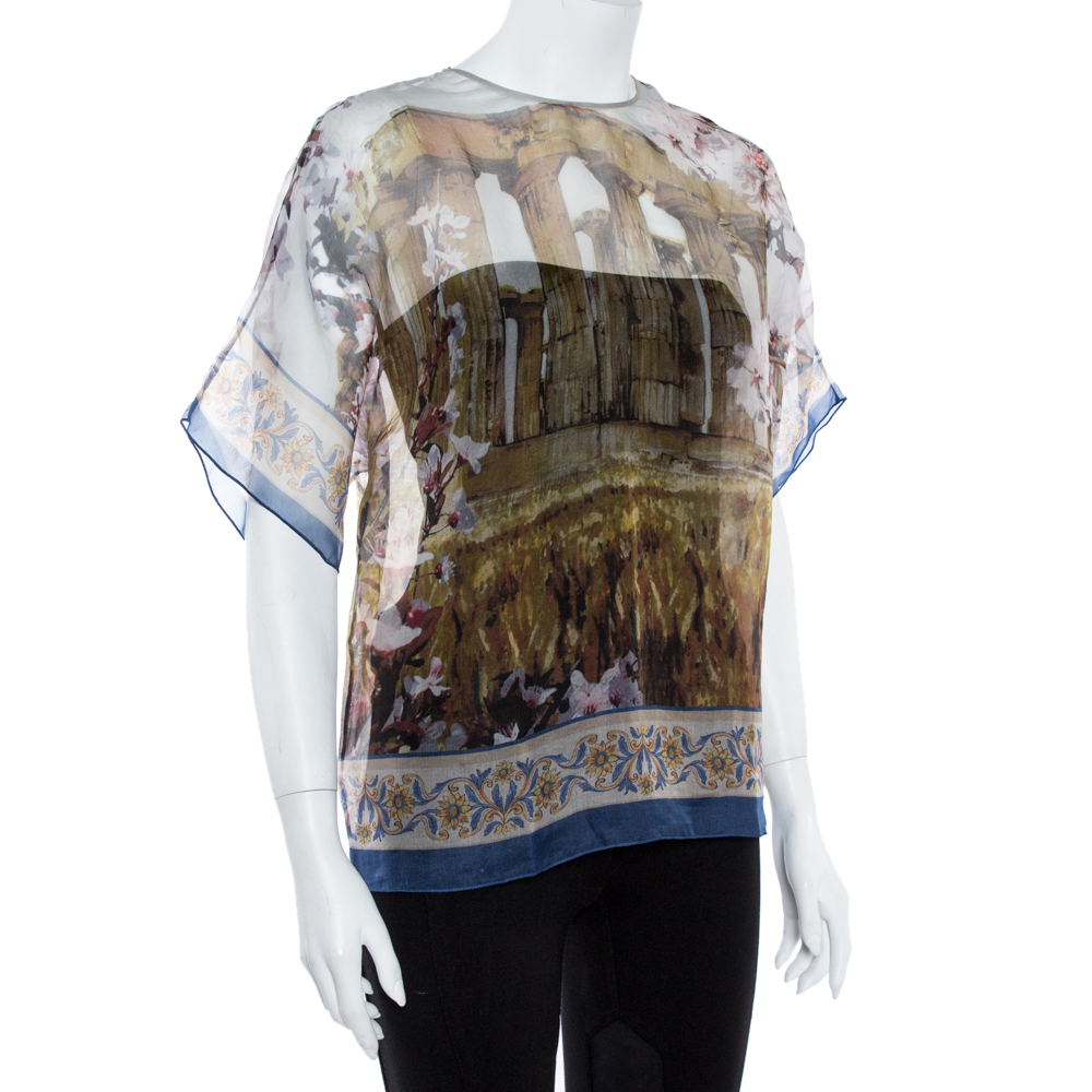 

Dolce & Gabbana Multicolor Silk Organza Printed Top