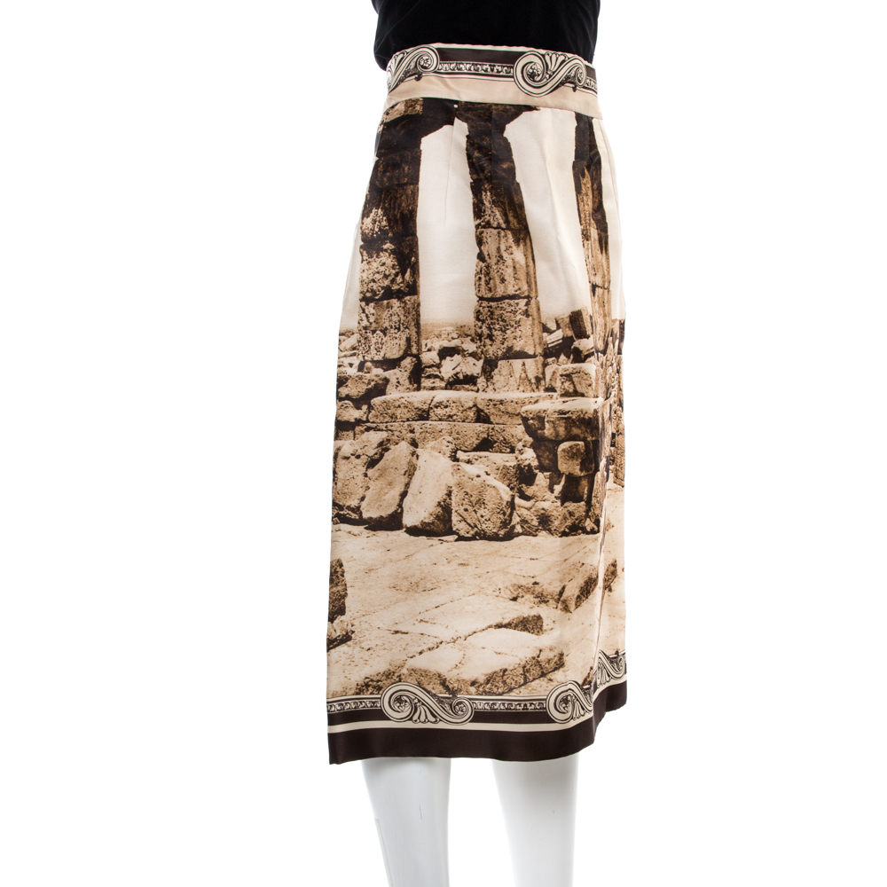 

Dolce & Gabbana Beige Photograph Print Knee Length Skirt