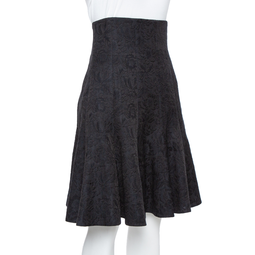 

Dolce & Gabbana black Floral Embossed Jacquard Fit & Flare Short Skirt